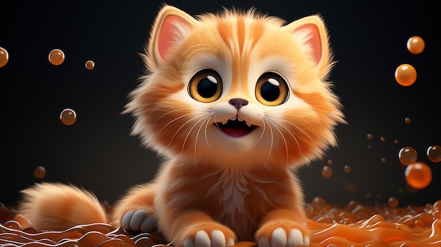 uma foto grátis de design de personagem de desenho animado de gato fofo 3d