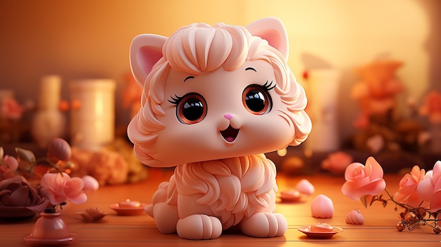 uma foto grátis de design de personagem de desenho animado de gato fofo 3d