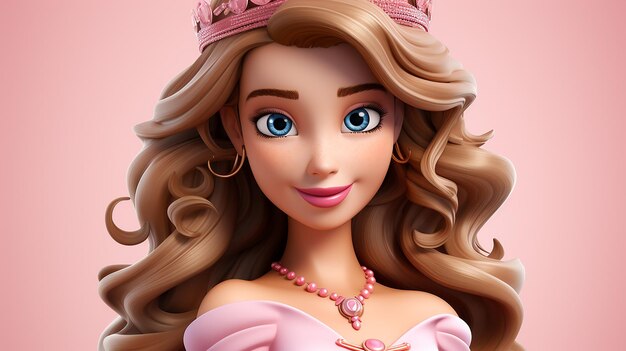 uma foto grátis de design de princesa boneca renderizada em 3d