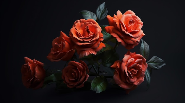 uma foto grátis de flores renderizadas em 3D