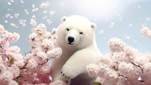 uma foto grátis de urso branco renderizado em 3D