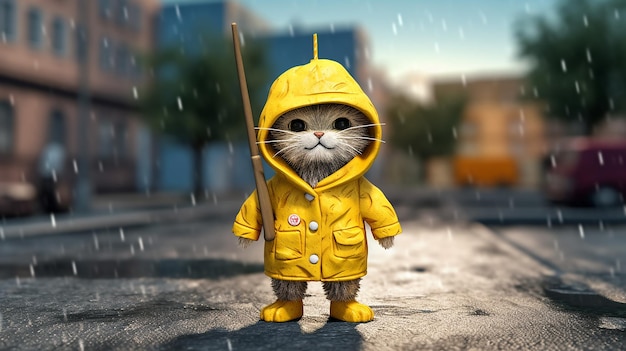 Uma foto gratuita de um gato vestindo um vestido amarelo