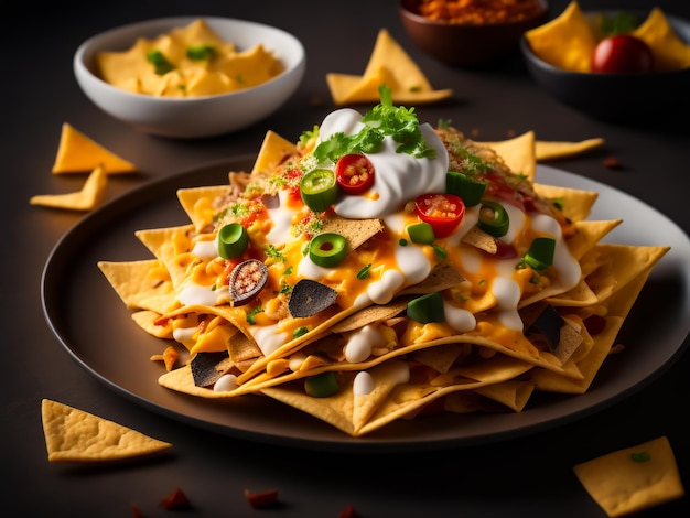 uma foto incrível de deliciosos nachos de queijo