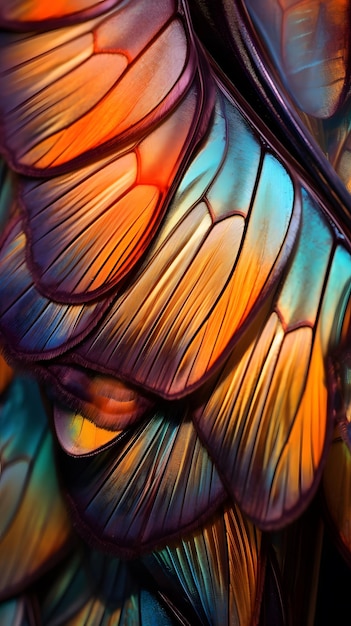 Uma foto macro da asa de uma borboleta em um estilo delicado e etéreo Generative AI