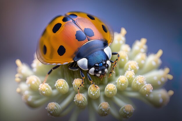 uma foto macro de uma mariposa descansando em uma flor com o fundo desfocado