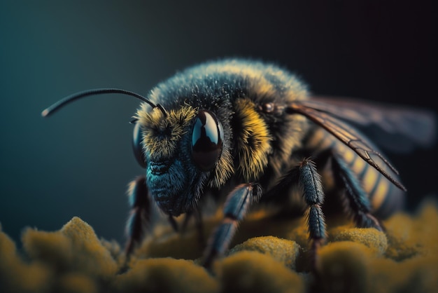 Uma foto macro fascinante de uma abelha ou inseto