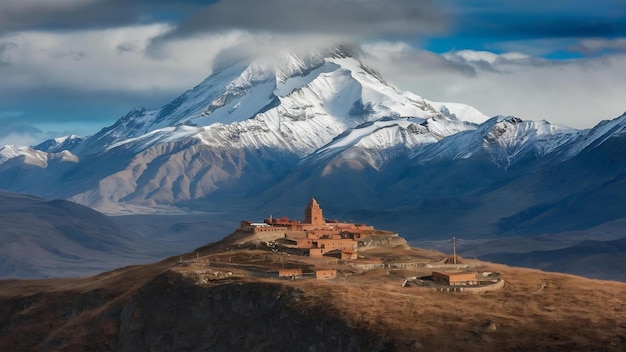 Foto uma foto maravilhosa de um cume no peru num tempo de inverno.