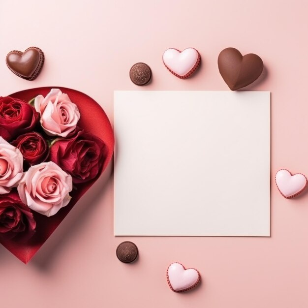 Uma foto minimalista de vários itens temáticos do Dia dos Namorados