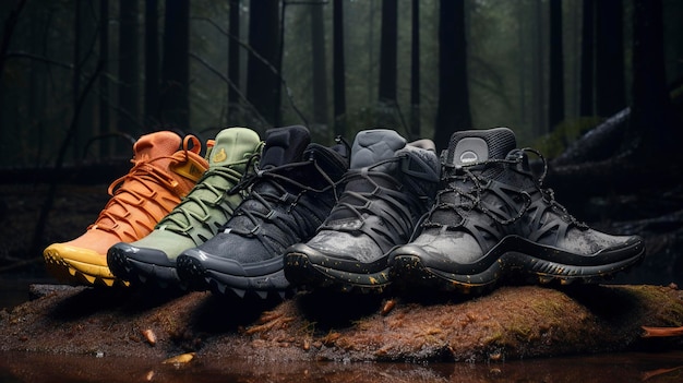 Uma foto mostrando as texturas e padrões da linha de sapatos Nike ACG All Conditions Gear