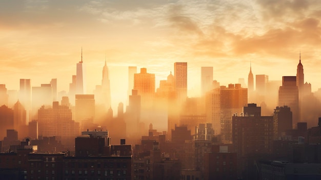 Uma foto mostrando as texturas e padrões de uma paisagem urbana ao nascer do sol com luz suave