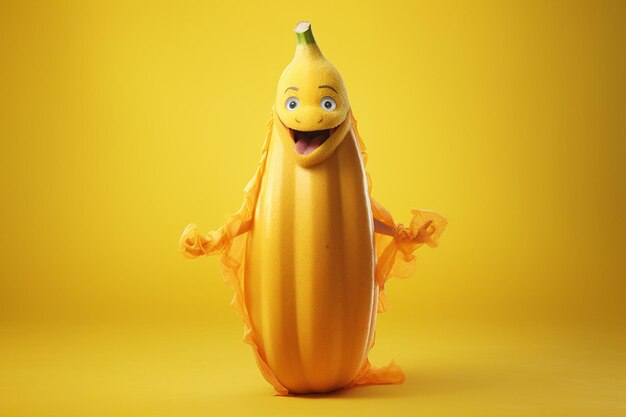 Foto uma foto peculiar de uma banana vestida com mini roupas ou trajes
