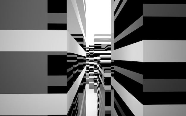 Uma foto preto e branco de um labirinto com um padrão branco e preto.