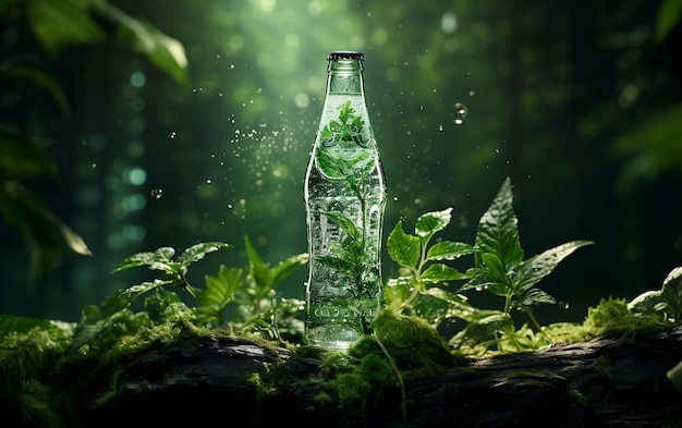 Uma foto profissional de uma garrafa de água mineral em um fundo branco Generative Ai