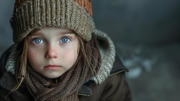 Uma foto triste de um jovem sem-abrigo de uma família de baixa renda Generative Ai