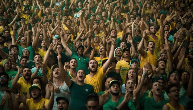 Foto uma foto vibrante de uma multidão vestindo verde em um evento esportivo