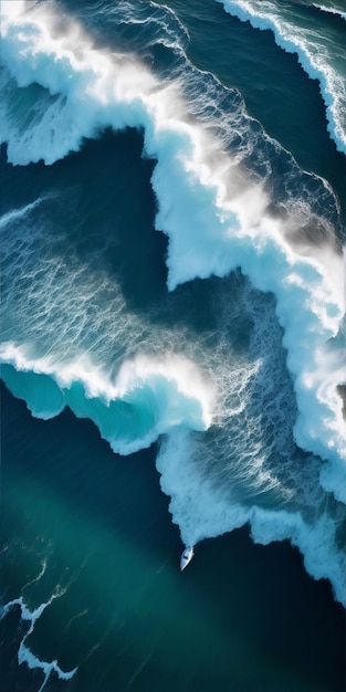 Uma fotografia das ondas do mar capturadas por um drone AI Generated