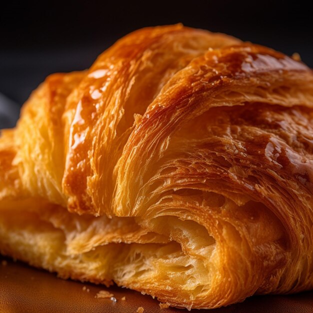 Uma fotografia de comida de um croissant francês capturada