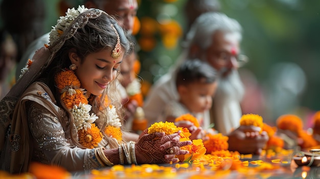 Foto uma fotografia de diwali com luzes e festivais