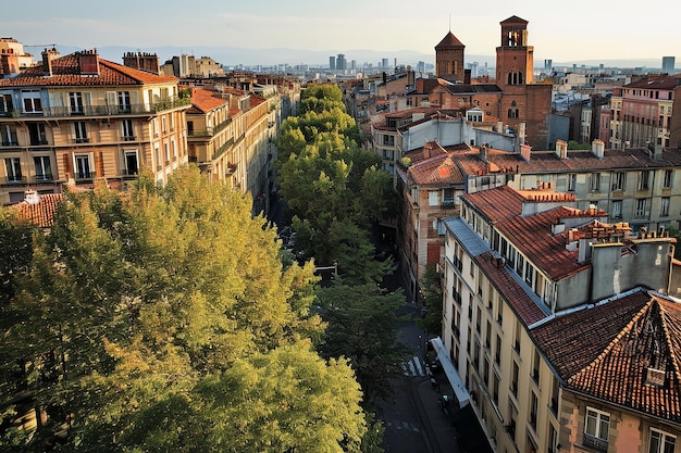 Uma fotografia de estilo de vida do charme urbano de Lyon