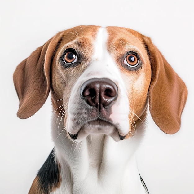 Uma fotografia de um animal em pé na frente de um fundo de cor branca sólida