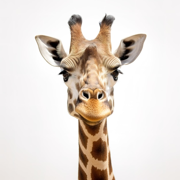 Uma fotografia de um animal em pé na frente de um fundo de cor branca sólida