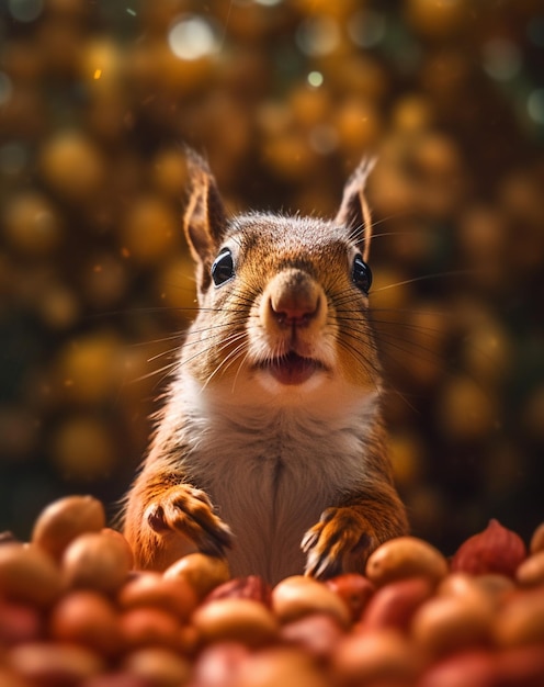 uma fotografia de um esquilo fofo e adorável