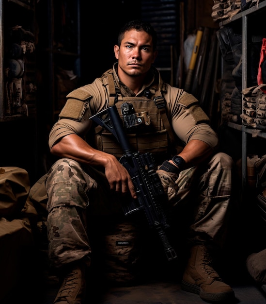 uma fotografia de um soldado em uniforme