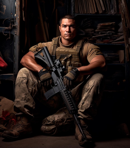 uma fotografia de um soldado em uniforme