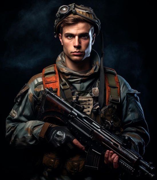 uma fotografia de um soldado em uniforme