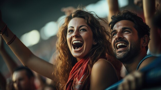 Foto uma fotografia de uma multidão aplaudindo em um estádio de futebol