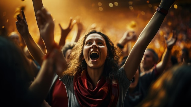 Foto uma fotografia de uma multidão aplaudindo em um estádio de futebol