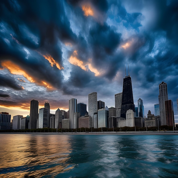 Uma fotografia do horizonte de chicago feita com IA generativa