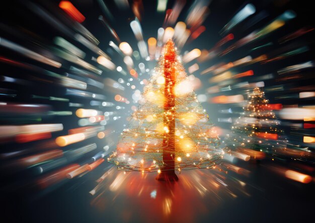 Foto uma fotografia inspirada na arte da instalação de luzes de uma árvore de natal com as luzes dispostas em um