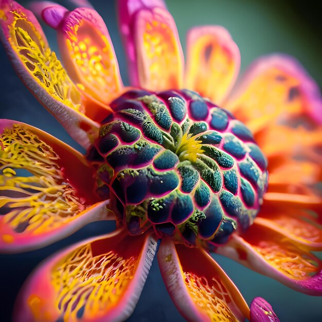 Foto uma fotografia macro de uma flor com padrões complexos e