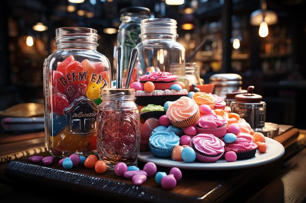 Foto uma fotografia realista de uma barrinha de doces cativante