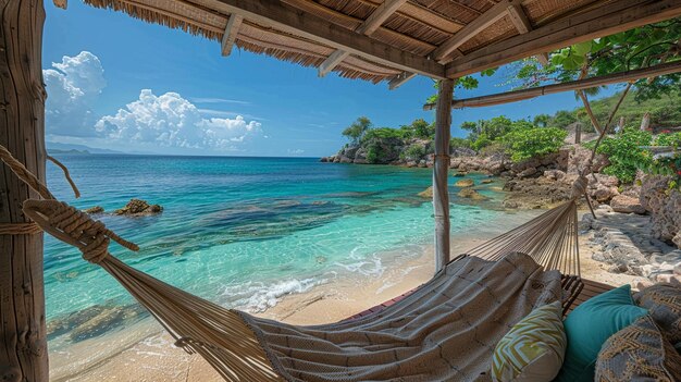 Uma fuga pacífica para um resort de praia isolado