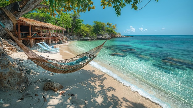 Foto uma fuga pacífica para um resort de praia isolado