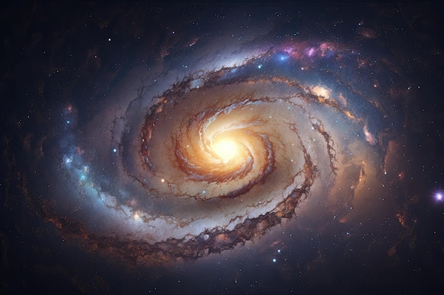 Uma galáxia com uma forma espiral no centro