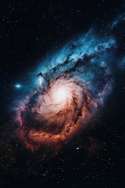 uma galáxia espiral com uma galáxia espiral ao fundo