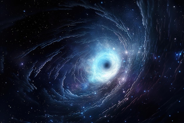 Uma galáxia giratória num espaço escuro Generative Ai