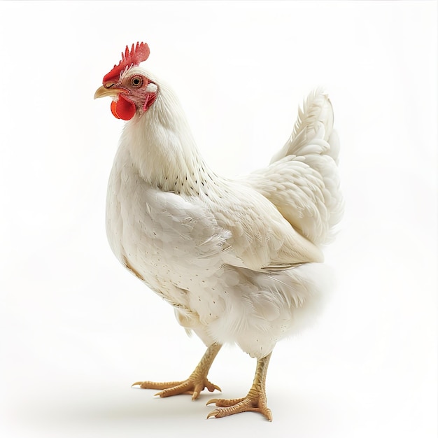 Foto uma galinha em fundo branco job id 0b7b365bd2304d578955bceb197f1e97