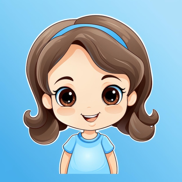 uma garota de desenho animado com cabelo castanho e camisa azul