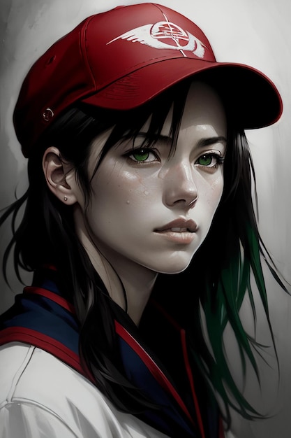 Uma garota de olhos verdes e chapéu vermelho