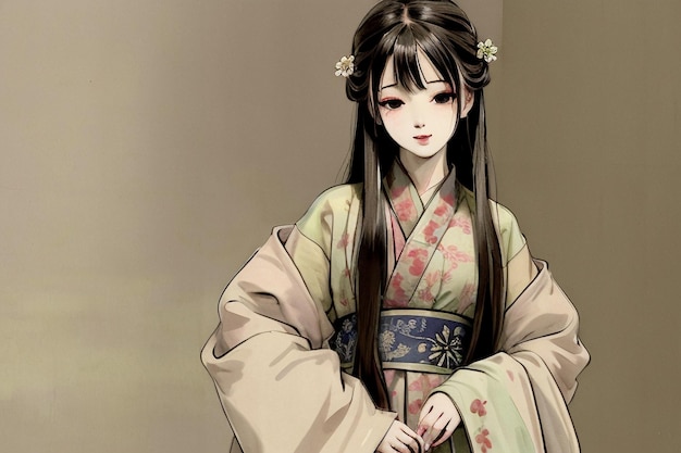 Uma garota de quimono com o nome koto.