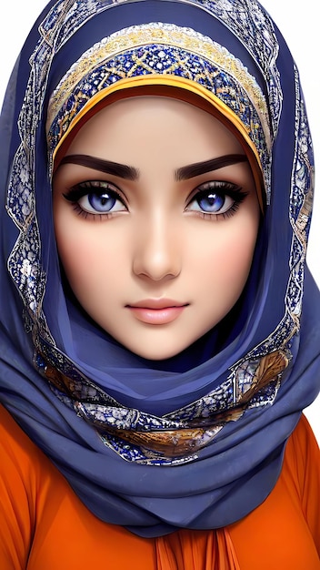 Uma garota em um hijab azul