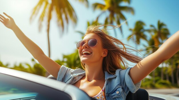 Foto uma garota feliz e brilhante com um lenço faz uma selfie de uma estudante de férias