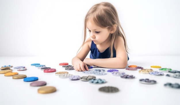 Uma garota jogando pôquer com um fundo branco