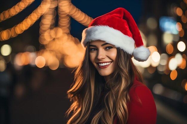 Foto uma garota linda a celebrar o natal.