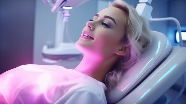 Uma garota linda em uma visita ao dentista