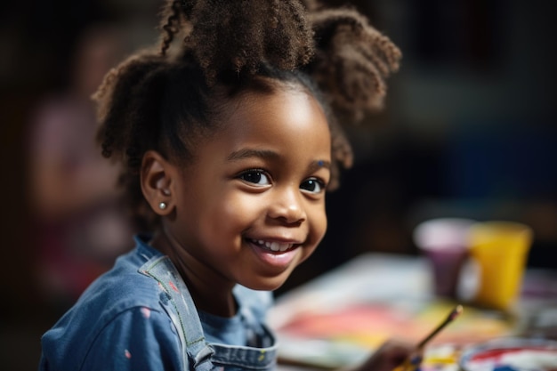 Uma garota pré-escolar sorridente afro-americana